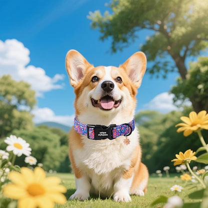 Unique style paws Dog Collar Plastic Buckle with Pendant Puppy Collar for Spring Summer Floral for Small Medium Large Boys Girls Dogs