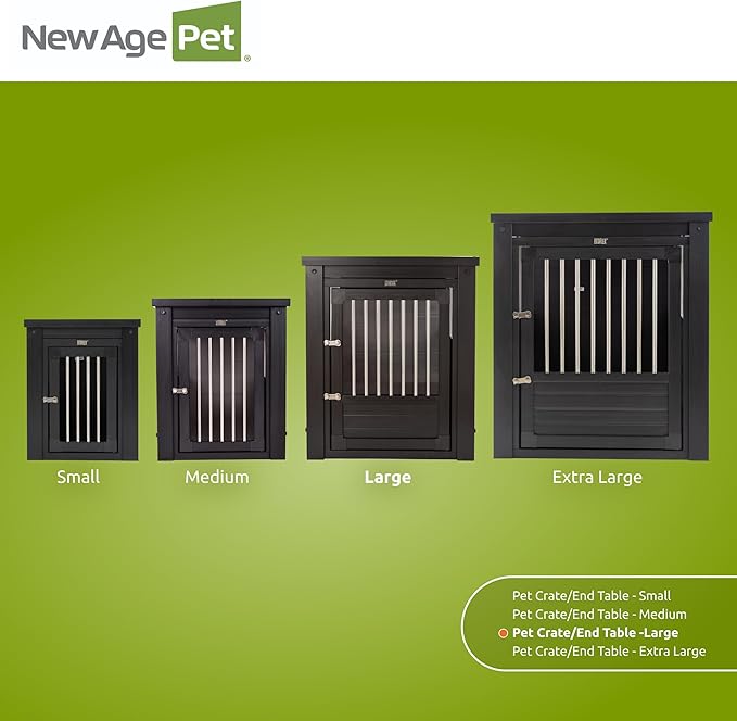 New Age Pet ECOFLEX InnPlace Dog Crate & End Table, Indoor Furniture Style Pet Kennel for Small, Medium, Large & XL Dogs, Durable Composite, Espresso Black, Large