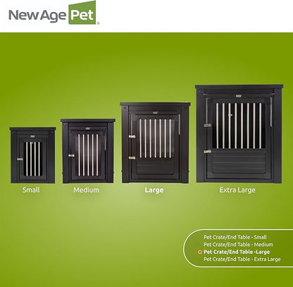 New Age Pet ECOFLEX InnPlace Dog Crate & End Table, Indoor Furniture Style Pet Kennel for Small, Medium, Large & XL Dogs, Durable Composite, Espresso Black, Large