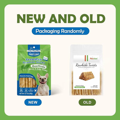 MON2SUN Dog Rawhide Twist Sticks Chicken Flavor 5 Inch Thin Sticks Rawhide Chews Treats for Puppy and Small Dogs 60 Count