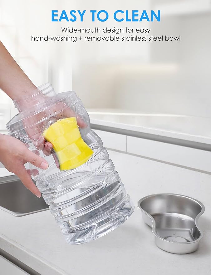 Heouvo 2.1 Gallon Automatic Dog Water Dispenser【Wide Mouth for Easy Hand-in Cleaning】【Removable Stainless Steel Bowl】, Gravity Refilling Large Capacity for Cats and Dogs, Multi-Pet Homes