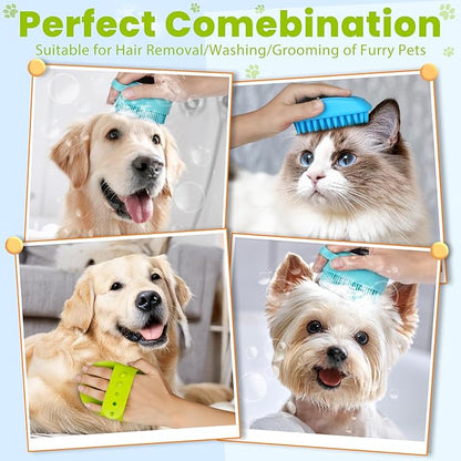 Comotech 3PCS Dog Bath Brush | Dog Shampoo Brush |Scrubber for Bath | Grooming/Washing Brush Scrubber (Blue Blue Green)