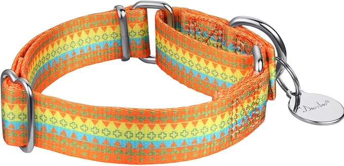 Puppy Collar Martingale Dog Collar - No Pull Anti-Escape Pet Collar for Small Dogs, Adjustable 11 Inch to 15.5 Inch, Orange Yellow