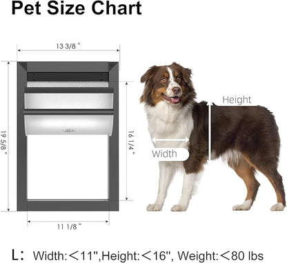 Rescumascer Aluminum Large Dog Door for Exterior Door, Doggy Door with Two Sliding Panels, Dog Door for Large Dogs up to 80 Lbs