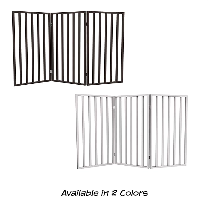 Pet Gate - 3-Panel Indoor Foldable Dog Fence for Stairs, Hallways, or Doorways - 54x32-Inch Wood Freestanding Dog Gates by PETMAKER (White)