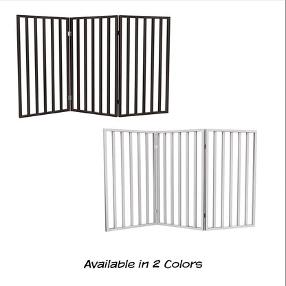 Pet Gate - 3-Panel Indoor Foldable Dog Fence for Stairs, Hallways, or Doorways - 54x32-Inch Wood Freestanding Dog Gates by PETMAKER (White)