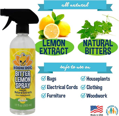 Bodhi Dog Bitter Lemon Spray - Anti-Chew Spray for Dogs, Cats, Puppies, & Kittens - Training Aid for Chewing - Safe & Non Toxic - Ideal for Pet Behavioral Training - Made in USA (17 Fl Oz)