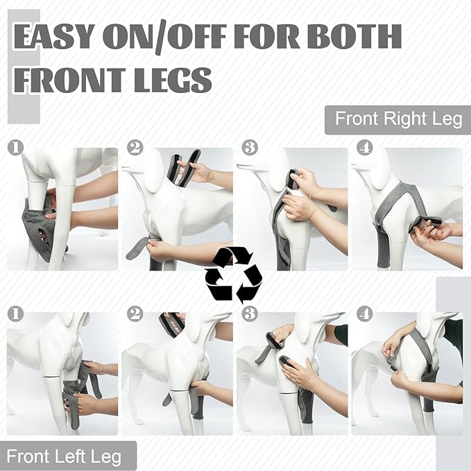 ROZKITCH Dog Wound Care for Front Right Left Leg, Pet Prevent Licking Wound Elbow Knee Protector, Dog Recovery Suit Cone Collar Alternative for Sprain ACL CCL Arthritis Joint Care Grey 2XL