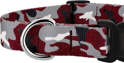 Country Brook Petz - Crimson and White Camo Everyday Dog Collar and Leash - Sports and Athletics Collection Featuring Spirited Designs (1 Inch, Extra Large)