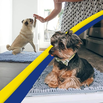 Muddy Mat® | Super Absorbent Door Mat Indoor, Microfiber Quick Dry Chenille Entryway Rug, Non-Slip Front Door Mat, Indoor Mats for Entryway, Machine Washable Pet Rug, Baby Blue 24"X60"