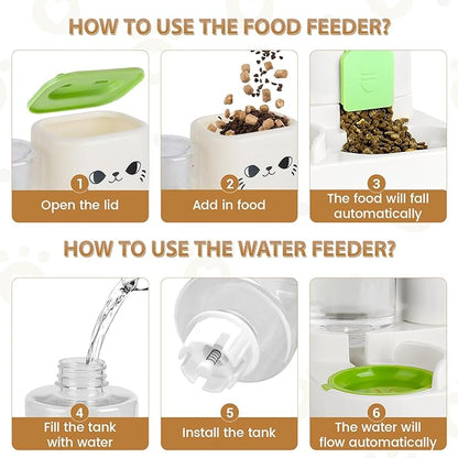 2-in-1 Gravity Pet Feeder & Water Dispenser for Cats Dogs - Large Capacity Cat Food Station with Water Bowl, Travel-Friendly (Green)