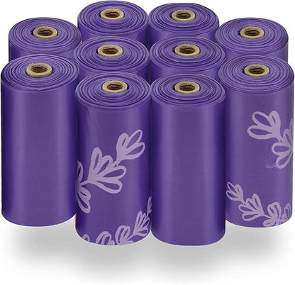 Best Pet Supplies Dog Poop Bags (150 Bags) for Waste Refuse Cleanup, Doggy Roll Replacements for Outdoor Puppy Walking and Travel, Leak Proof and Tear Resistant, Thick Plastic - Purple