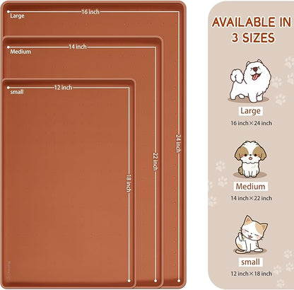 MateeyLife Silicone Cat & Dog Food Mat for Floors Waterproof, Anti-Slip Dog Bowl Mats for Food and Water, Pet Feeding Mats with Lip to Prevent Spills, Pet Placemat for Messy Drinkers to Protect Floors