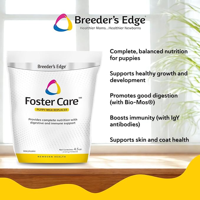 Breeder's Edge Foster Care Canine Milk Replacer Powder, Complete Nutritional Supplement for Puppies & Dogs, Supports Healthy GI & Immune System, Easy to Mix Formula, 4.5 lb