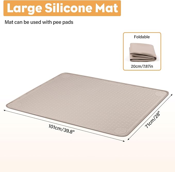 40"x28" Reusable Training Pads for Dogs Lanstics Silicone Dogs Mats Non-Slip Dog Training Pads Dog Pee Pad for Potty Training Floor Protector (Khaki)