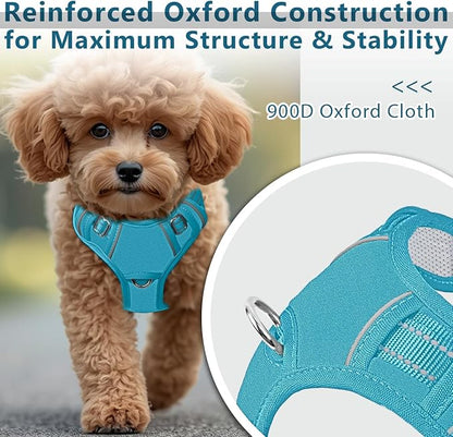BARKBAY Dog Harness No Pull Oxford with ID Tag Pocket - Heavy Duty, Reflective, Easy Control for Large Dogs(Aqua Oxford,S)