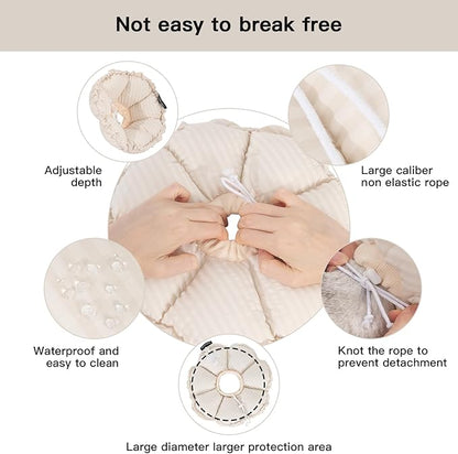 H HIDREAM Soft Cat Cone Collar， Cute Adjustable Cat Recovery Collar，Elizabethan e Collar that can Protect Head and Foot Wounds，Egg White All-Season Style