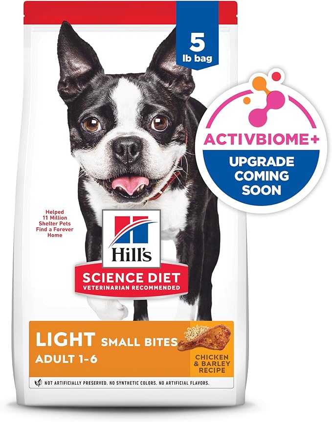 Hill's Science Diet Light, Adult 1-6, Weight Management Support, Small Kibble, Dry Dog Food, Chicken & Barley, 5 lb Bag