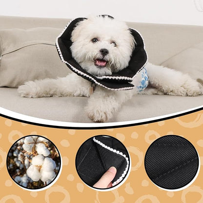 Adjustable Dog Cat Cone,Soft Recovery Cat Cone Collar,Dog Protective Collar for Cats Surgery,Black,Small