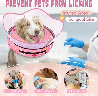 Elevated Inflatable Dog Cone Collar to Stop Licking, Doggie Donut Collar After Surgery, Soft Dog Cone Alternative for Small Medium Large Dogs