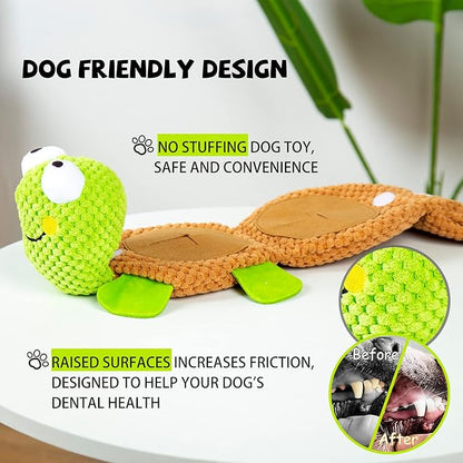 lilfrd Dog Puzzle Toys - Enrichment Squeaky Crinkle Snuffle Treat Dispensing Smart Dog Toys for Boredom and Stimulating, Durable Plush Toys for Large Medium Small Breed - Turtle