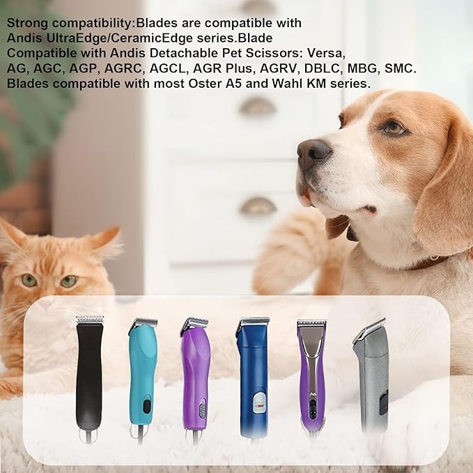 Audoc 1Pack 10 Blade Dog Groomg Blades Compatible with Pet Clipper/Oster A5/Wahl KM Series Dog Clipper,Ceramic Blade & Stainless Steel Blade