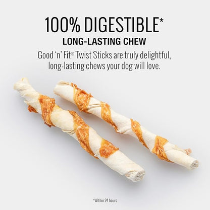 Good 'n' Fit Twist Sticks Made with Real Lamb, 15 Count, Treat Your Dog to Long-Lasting and Highly Digestible Rawhide Chews