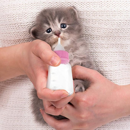 POPETPOP Pet Bottle Kits- Kitten Puppy Bottle Cat Feeding for Rabbits, Puppy Milk Feeder Small Pet Feeding Tool (Pink)