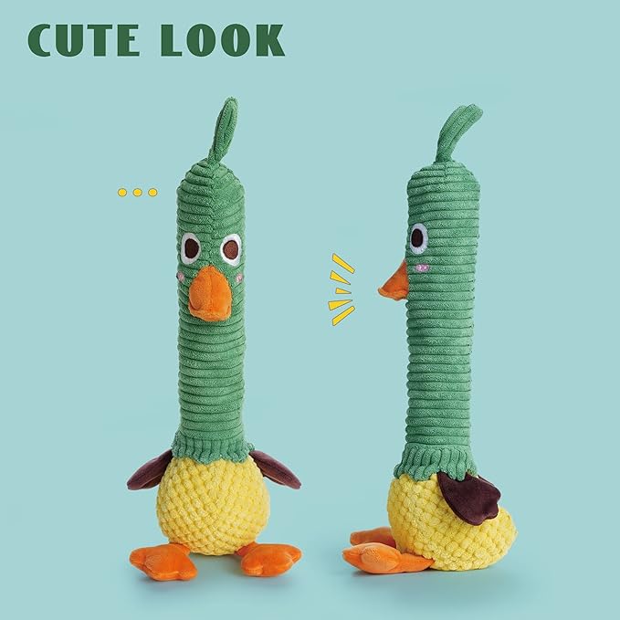 Nocciola 2 in 1 Easter Duck Dog Toy with a Large Rubber Squeaker - Tough Durable Stuffed Squeaky Crinkle Chew Toys for Aggressive Chewers, Medium and Large Breeds