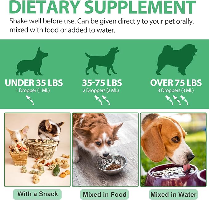 Antibiotics for Dogs, 60ML Natural Antibiotics for Dogs, Dog Antibiotics, Dog Supplies Antibiotics, Dog Multivitamin for Pets, Natural Dog Antibiotics Supports Dog Allergy and Itch Relief