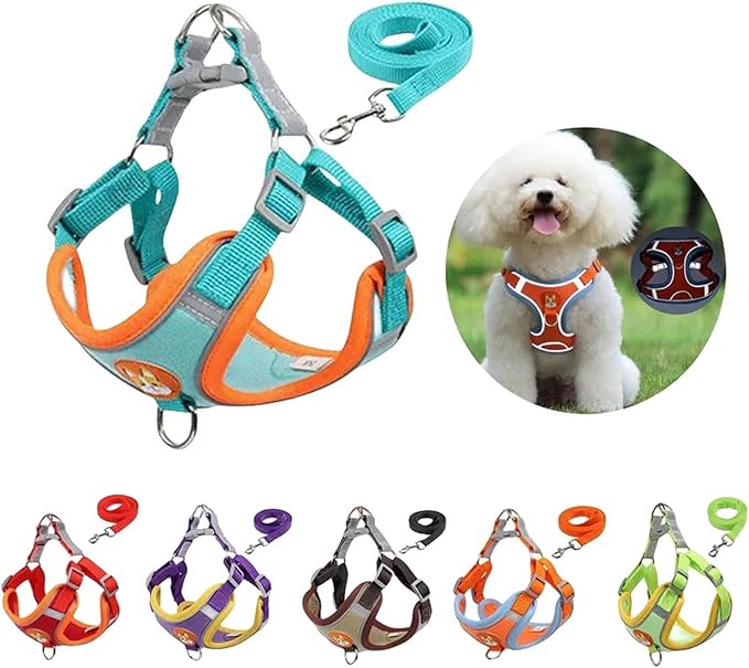 Dog Collar Pet Dog Harness and Leash Set Adjustable Harness Reflective Breathable Small Dog Pet Supplies