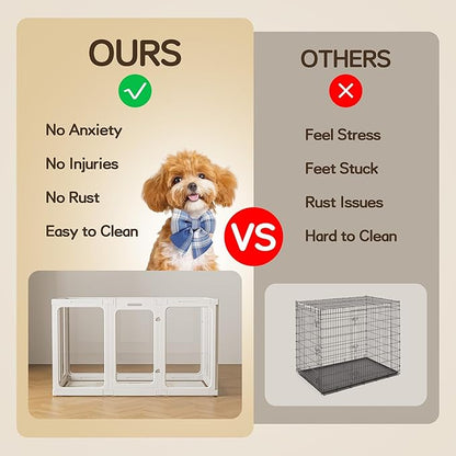 Jalove 30" H Clear Acrylic Plastic Dog Playpen Indoor, 10PCS for Puppy Cat Rabbit Ferret Transparent Pet Pen, Easy Assemble Whelping Crate Kennel Cage Enclosure, Ideal for Small to Medium Dogs, White