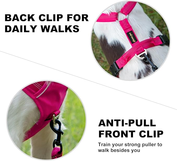 Plutus Pet No Pull Dog Harness, Reflective Adjustable Dog Vest Harness with Handle, Escape Proof, Soft Padded for Small Medium Large Dogs (Hot Pink, XS)
