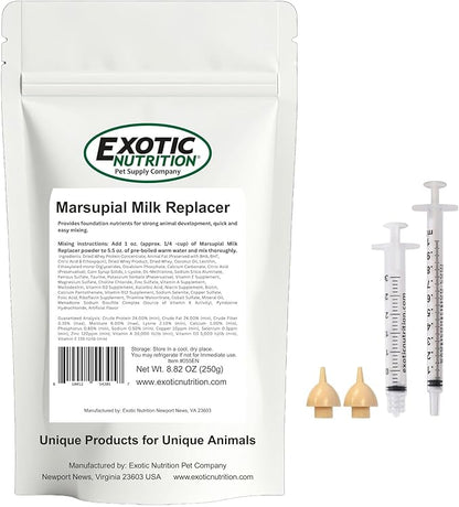Exotic Nutrition Sugar Glider Joey Nursing Set - Milk Replacer Formula & Feeding Syringes for Baby Gliders