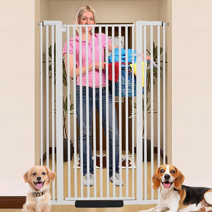 SHYUJAJIE 59 Inch Extra Tall Pet Gate for Cats,29.5-43" Adjustable Wide Dog Gates,No Drilling Pressure Mounted Walk Through Tall Cat Gate for Doorways,Hallway,Stairs