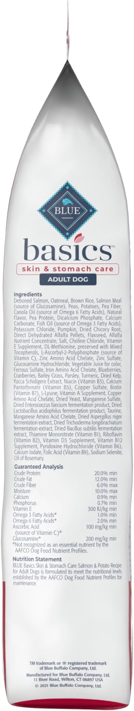 Blue Buffalo Basics Adult Dry Dog Food, Skin & Stomach Care, Limited Ingredient Diet for Dogs, Salmon Recipe, 24-lb. Bag