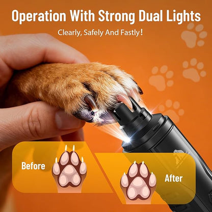 Electric Dog Nail Grinder: 5-Speed Quiet Dog Nail Trimmer with LED Light, Adjustable Safety Guard, Rechargeable Cordless Design for Small to Large Dogs & Cats(Black)