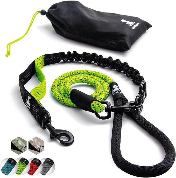 SparklyPets - Heavy Duty Bungee Rope Leash for Large and Medium Dogs - No Pull, Shock Absorber Long Dog Training Lead - No Slip Reflective Line for Outside (5.5 Ft Bungee Leash)