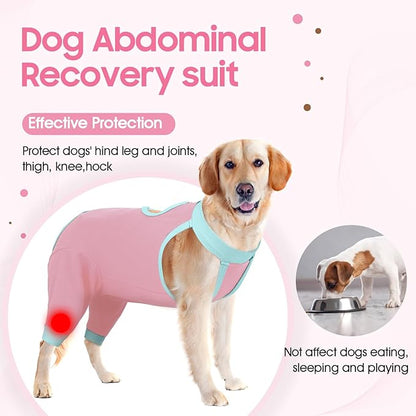 IDOMIK Recovery Suit for Dogs Hind Legs|Dog Surgery Suit for Female Spay Male Neuter,Dog Leg Sleeve to Stop Licking Rear Legs,Long Sleeves Wound Cover Onesie Shirt for Dogs,Cone Collar Alternative