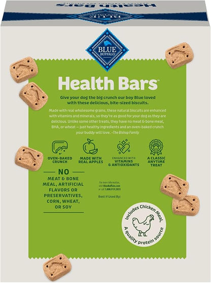 Blue Buffalo Mini Health Bars Crunchy Dog Biscuits, Oven-Baked with Natural Ingredients, Apples & Yogurt, 2-lb Box