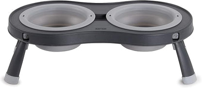Dexas Pets Double Elevated Pet Feeder, Light Gray, Small/1 Cup Capacity Bowls (PW100432429)