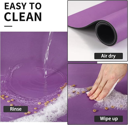 HotLive Dog Food Mat - Absorbent Cat Mat for Food and Water, No Stains Pet Feeding Bowl Mat, Easy to Clean Pet Placemats, Quick Dry Dog Water Dispenser Mat for Messy Drinkers | Purple 24"x36"