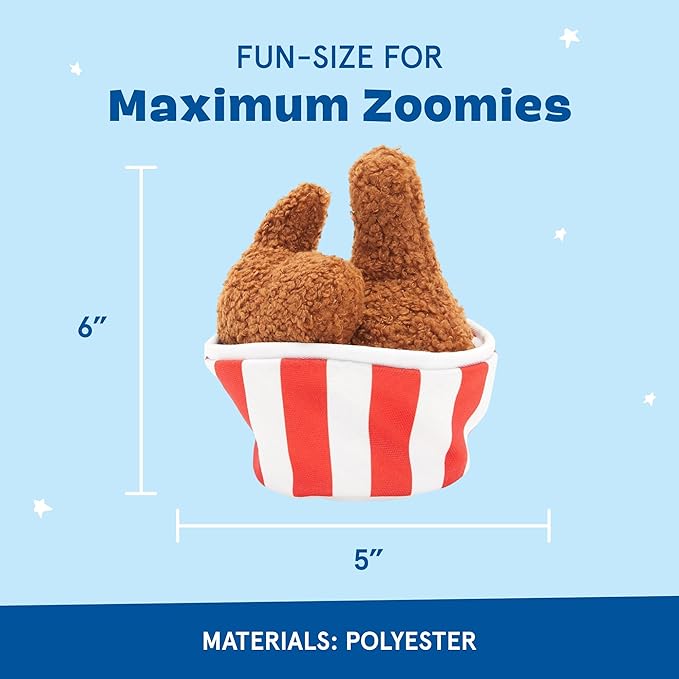 Barkbox 2 in 1 Interactive Plush Dog Toy - Rip and Reveal Toy for Dogs and Puppies - Stimulating Squeaky Pet Toys | Bucket o' Fried Licken