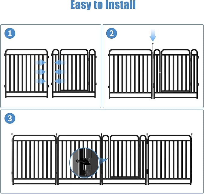 New Thickened Version Dog Playpen, 32 Inch Dog Fences for The Yard, Portable Outdoor Dog Playpen for Large/Medium/Small Dogs, Foldable Metal Dog playpen, with Doors (8 Panels, 32 Inch)