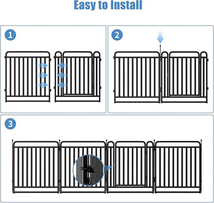 New Thickened Version Dog Playpen, 32 Inch Dog Fences for The Yard, Portable Outdoor Dog Playpen for Large/Medium/Small Dogs, Foldable Metal Dog playpen, with Doors (8 Panels, 32 Inch)
