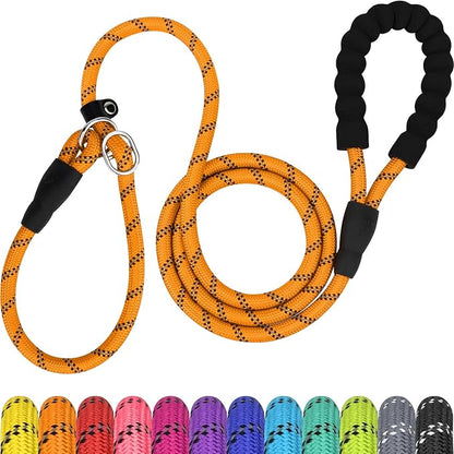 TagME 6ft Slip Dog Lead, No Pull Reflective Training Leash with Padded Handle, Professional Rope P-Leash for Small Medium Large Dogs, Heavy Duty Correction Lead for Walking & Training (Orange)