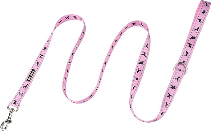 EcoBark Dog Leash - Soft & Reflective Comfort Leashes with Padded Handle - Safe, Strong, & Durable for Small, Medium or Large Dogs (Baby Pink)