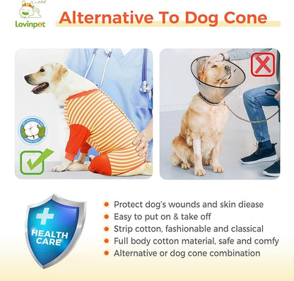 LovinPet Dog Recovery Suit - Medium Large - Full Coverage Large Dog's Bodysuit Wound Protective Surgical Recovery Bodysuit for Abdominal Wounds After Surgery Cut-Out Design of Abdomen,XL