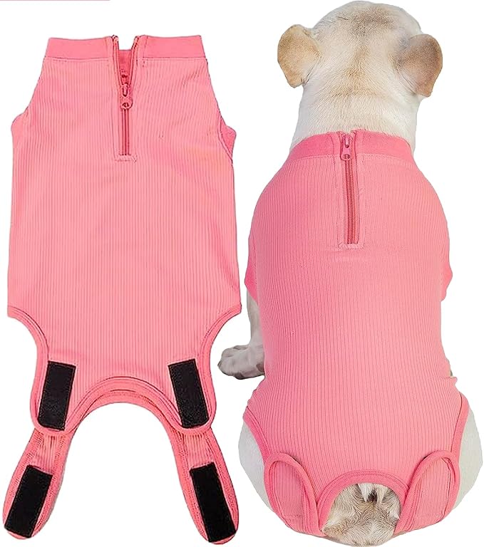 Recovery Suit for Dogs,Dog Cone Alternative Zipper Surgery Suit Female Spay,Soft Dog Surgery Suit for Anti Licking,Breathable Surgical Suit for Dogs Female Spay