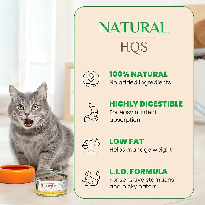 almo nature HQS Natural Wet Cat Food Ocean Fish in Broth, Grain-Free, 2.47 oz (Pack of 24)